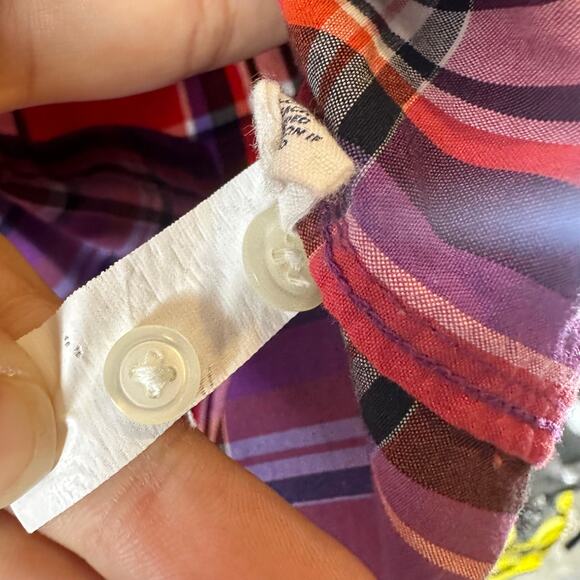 Bonobos Red and Purple Plaid Button Down Cotton Shirt - Picture 4 of 5